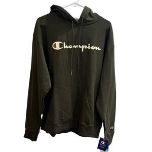 Champion Men's Powerblend Fleece Hoodie Olive Large